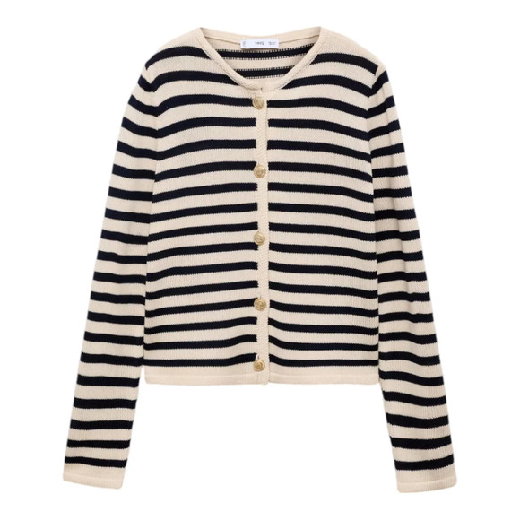 Mango [S] Knitted cardigan with jewel button - Picture 6 of 7